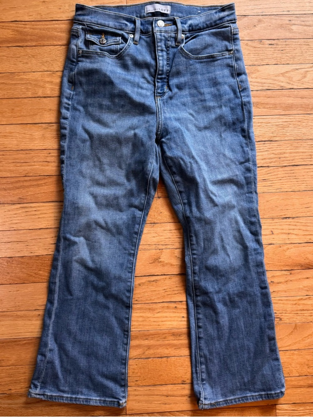 LOFT Medium Blue Flared Wide-Leg  flare Jeans 28/ 6 mid wash